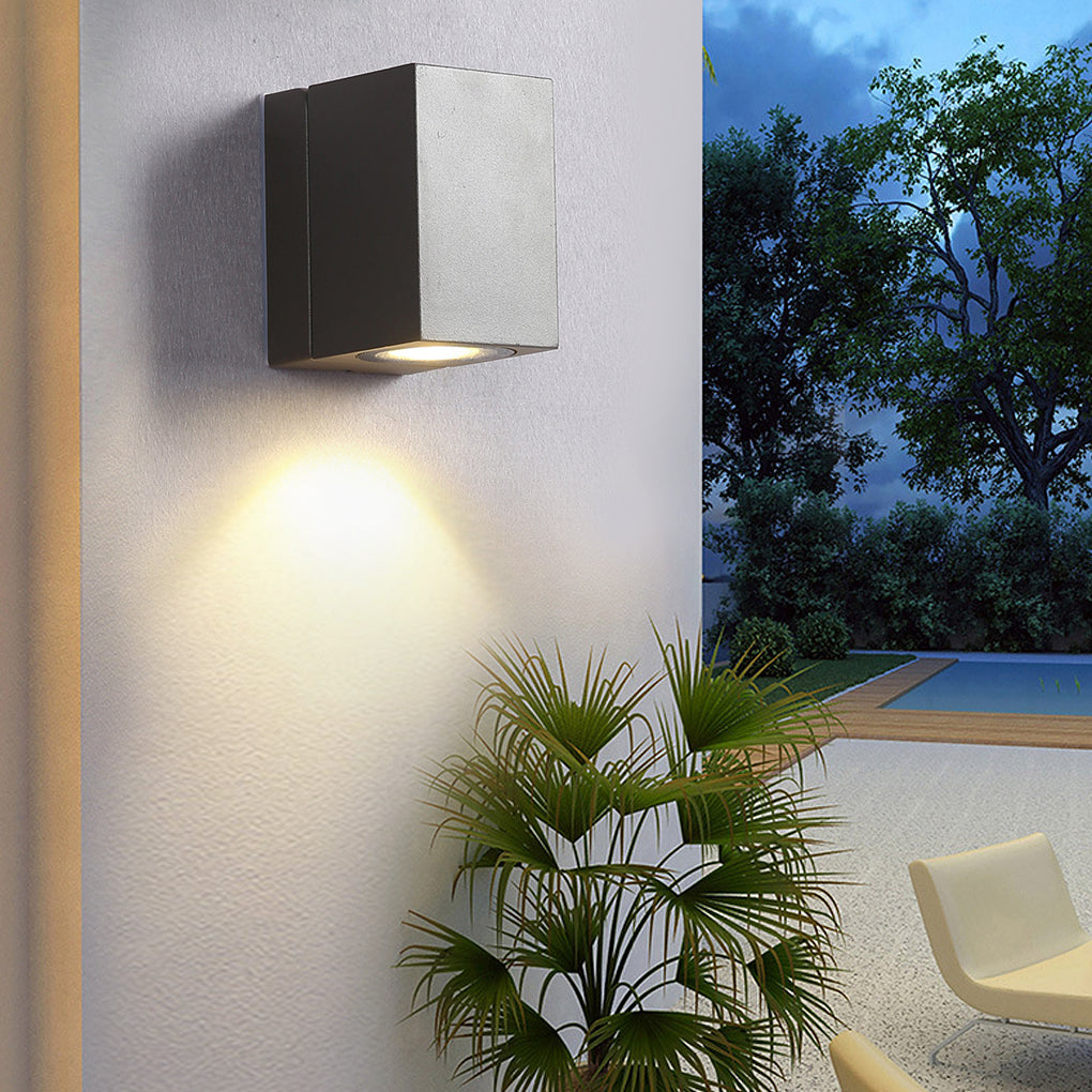 Outdoor Sensor Wall Light, Black Waterproof Square LED Spotlight for Entrances and Garages, Adjustable Head with Motion Option