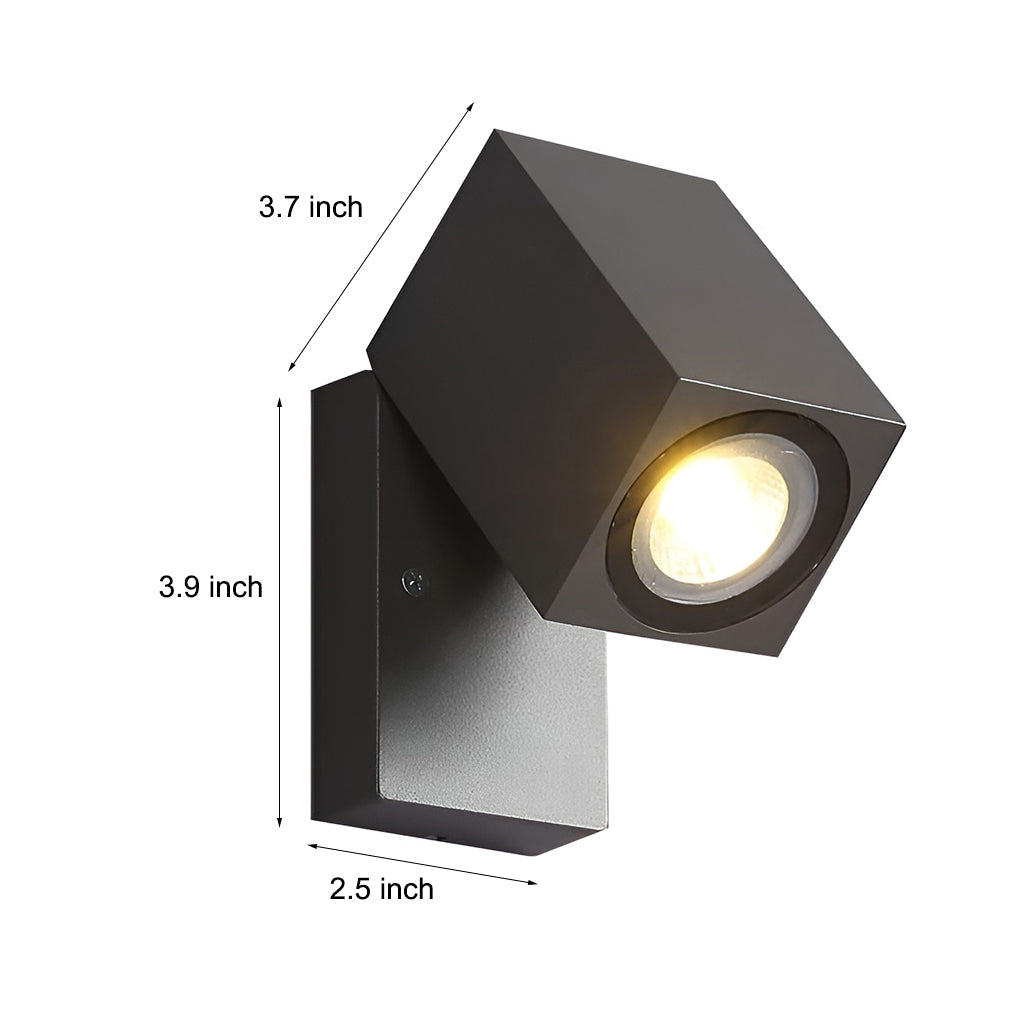 Outdoor Sensor Wall Light, Black Waterproof Square LED Spotlight for Entrances and Garages, Adjustable Head with Motion Option
