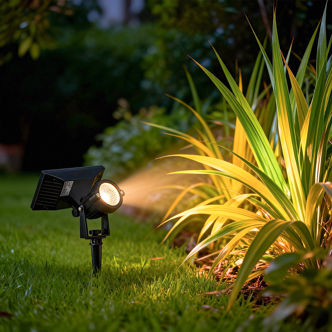 Solar Ground Spike Light, Adjustable LED RGB Spotlight for Trees, Gardens, and Landscape Beds, IP65 with 12-Hour Battery Runtime