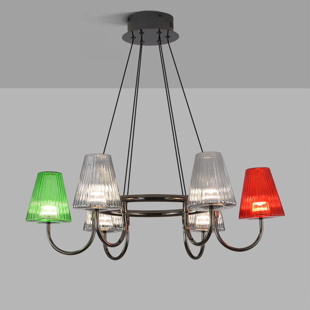 Six-light colorful shade chandelier, alternative interior view