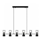 Six-light glass pendant chandelier in a bar design