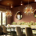Starburst Chandelier, Electroplated Aluminum 8-Light Ceiling Fixture for Dining Room, 22 Inches