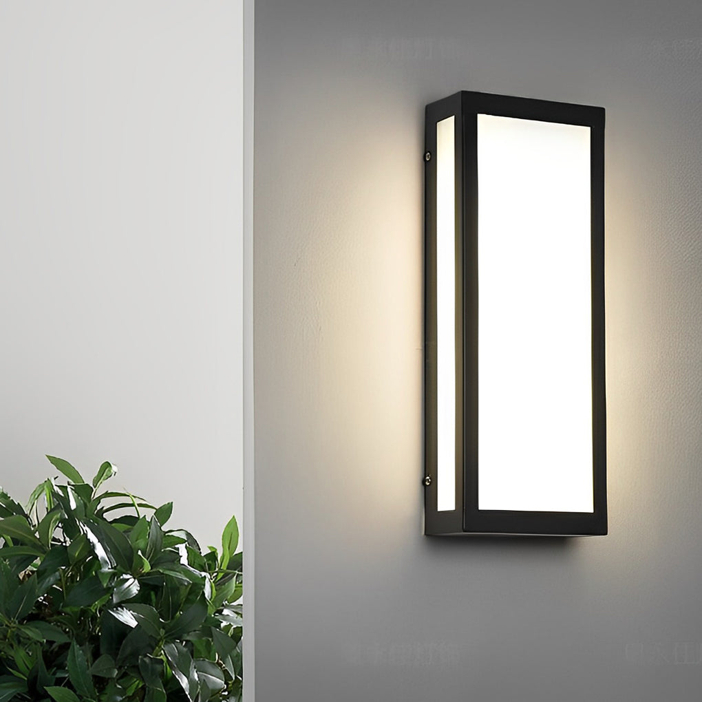 Rectangular Outdoor Wall Light, Modern Matte Black Iron LED Sconce for Facade and Entry Walls, Waterproof in Four Sizes