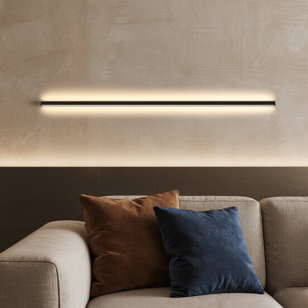 Modern Linear Wall Sconce, Black Aluminum LED Ambient Light Bar for Hallways and Living Rooms, Dimmable High-CRI Glow