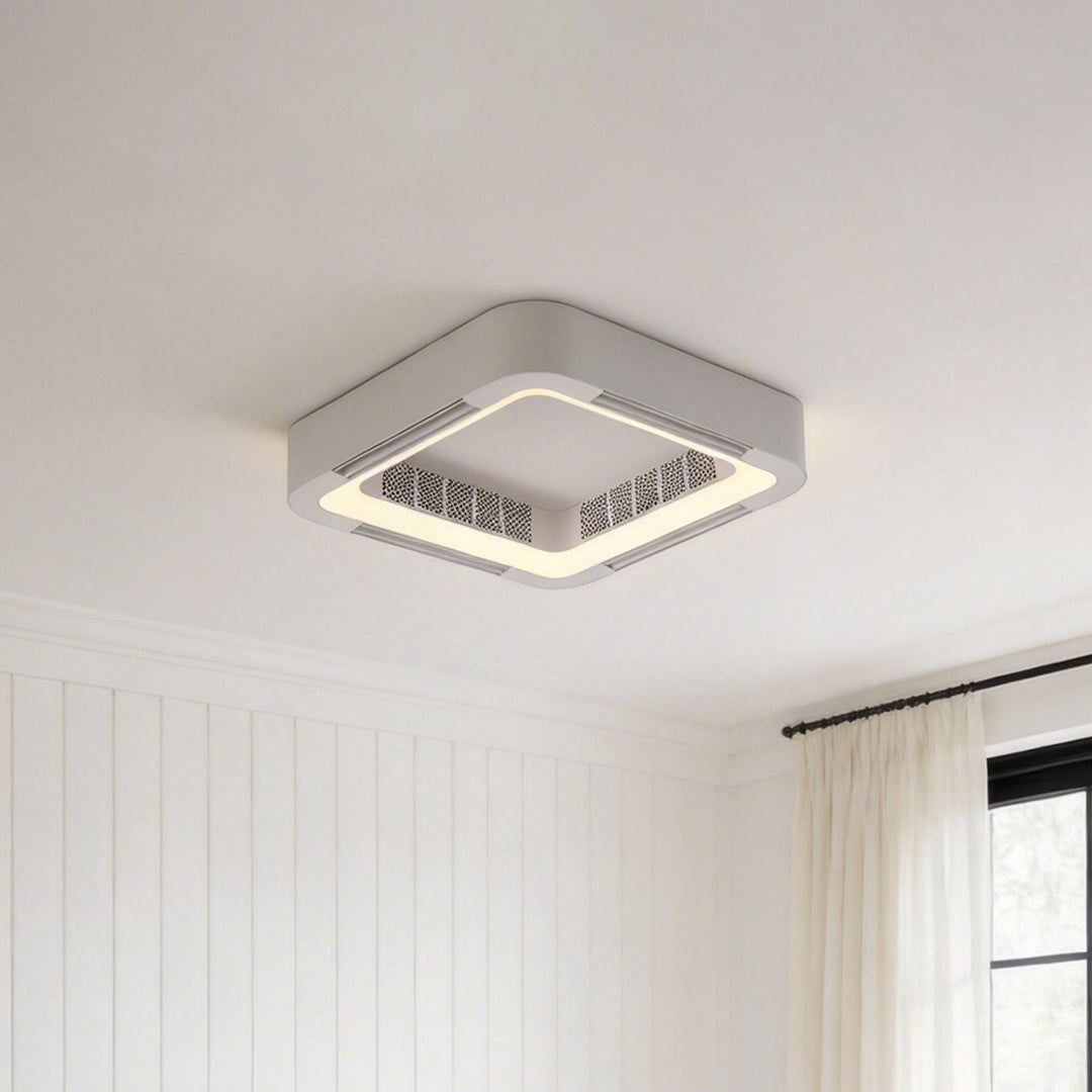 Low Profile Bladeless Ceiling Fan with Light, Quiet Inverter LED Fan for Bedrooms and Modern Living Rooms, Flush or Pendant