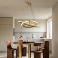 Dual ring chandelier above a table in a contemporary kitchen