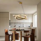 Dual ring chandelier above a table in a contemporary kitchen