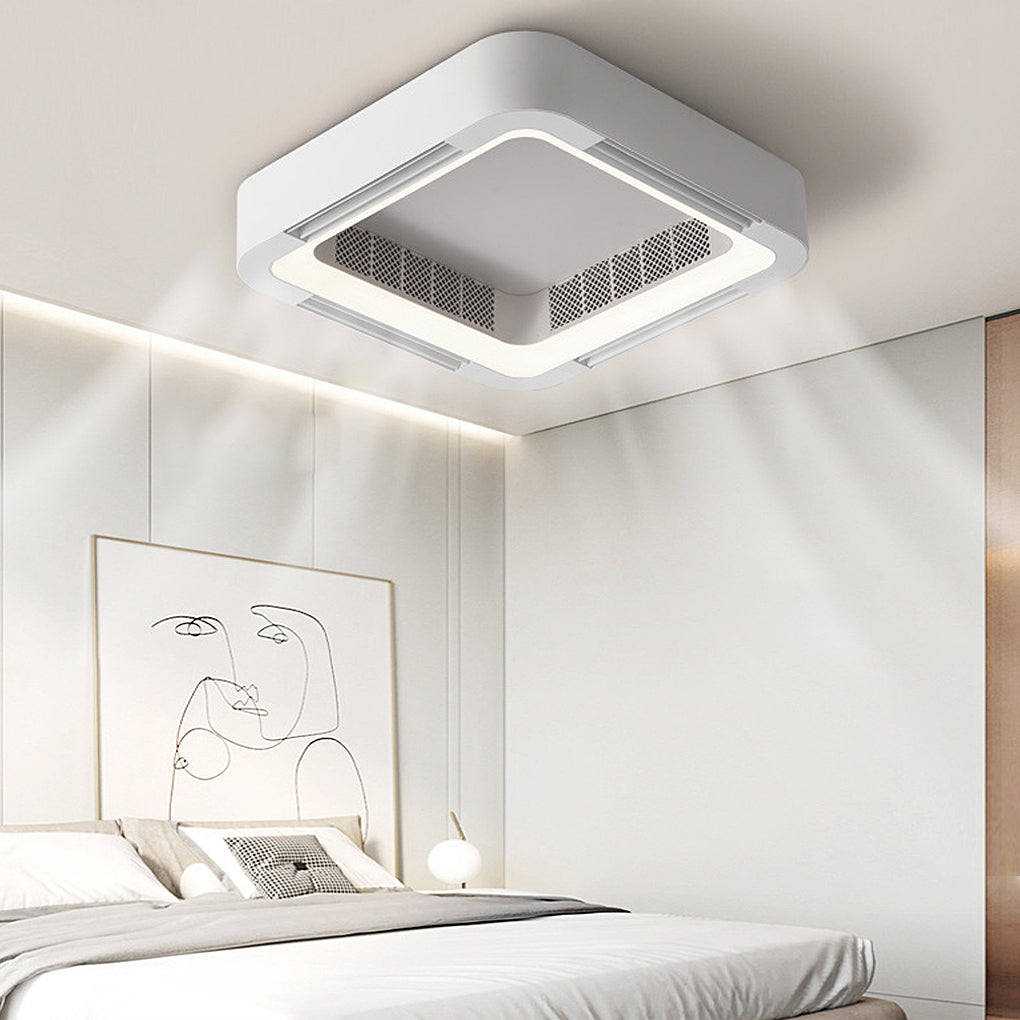 Low Profile Bladeless Ceiling Fan with Light, Quiet Inverter LED Fan for Bedrooms and Modern Living Rooms, Flush or Pendant