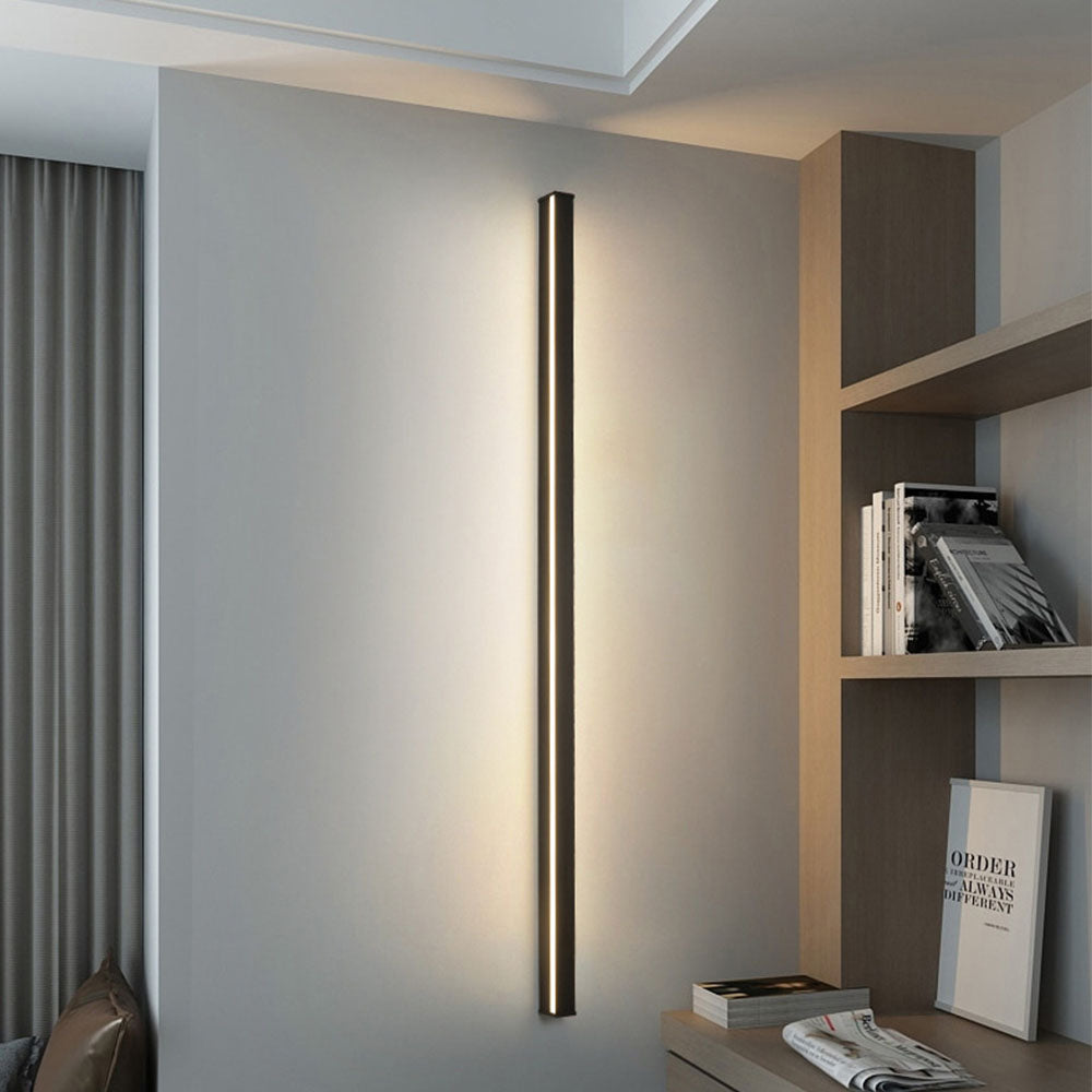 Minimalist Linear Wall Sconce, Slim Black LED Outdoor Light for Facade and Porch, Five Lengths with Dimmable and Tri-Color Modes