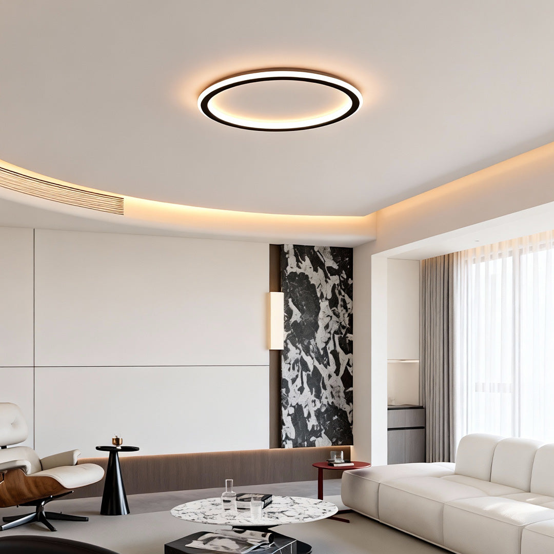 Slim LED circle ceiling light in an elegant interior