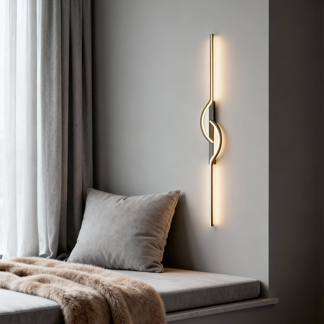 Slim black linear LED wall sconce, main product view