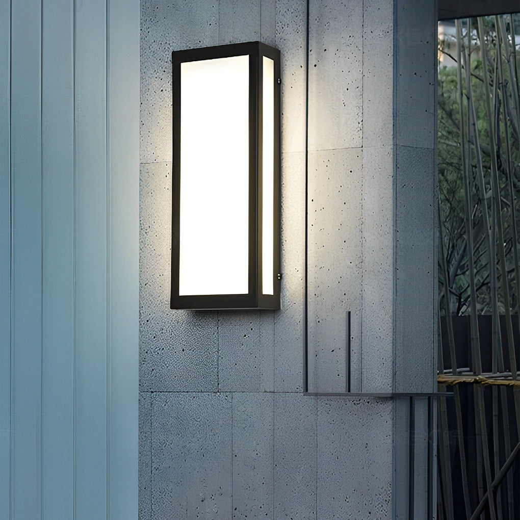 Rectangular Outdoor Wall Light, Modern Matte Black Iron LED Sconce for Facade and Entry Walls, Waterproof in Four Sizes