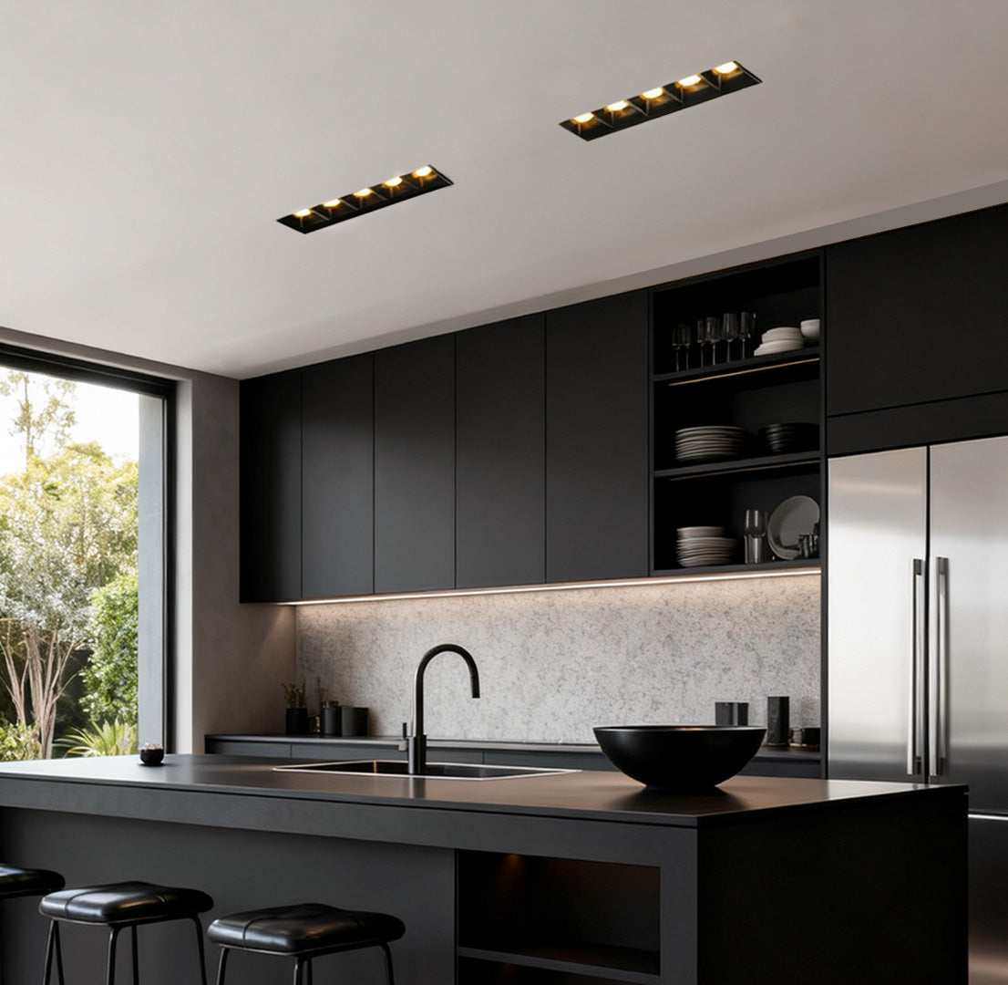 LED Linear Recessed Downlight, Borderless Aluminum Embedded Spot Ceiling Light for Minimalist Interiors, Frameless Trim