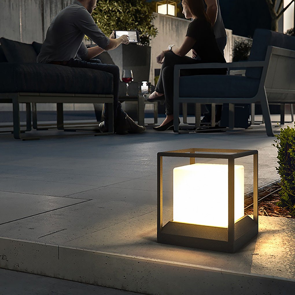 Stone Pillar Light, Waterproof Aluminum Alloy LED Post Cap Lantern for Courtyard and Gate Columns, Solar or Hardwired in Four Sizes