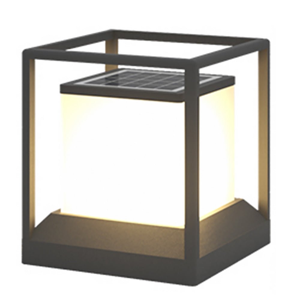Stone Pillar Light, Waterproof Aluminum Alloy LED Post Cap Lantern for Courtyard and Gate Columns, Solar or Hardwired in Four Sizes