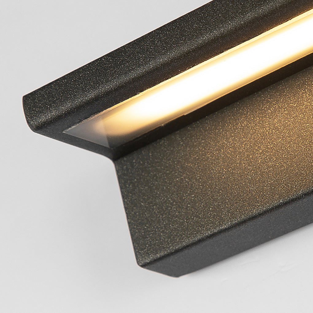 Black rectangular LED porch wall light, eighth product view