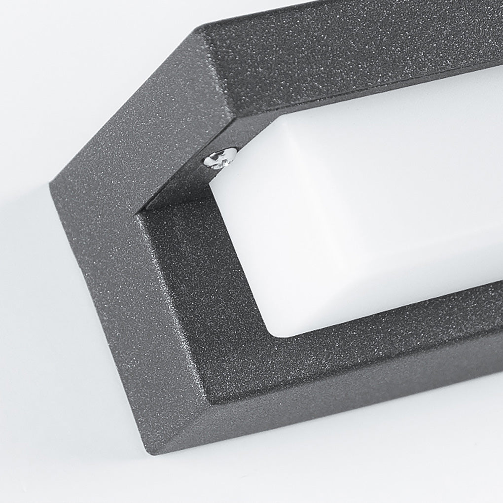 Black rectangular LED porch wall light, seventh product view