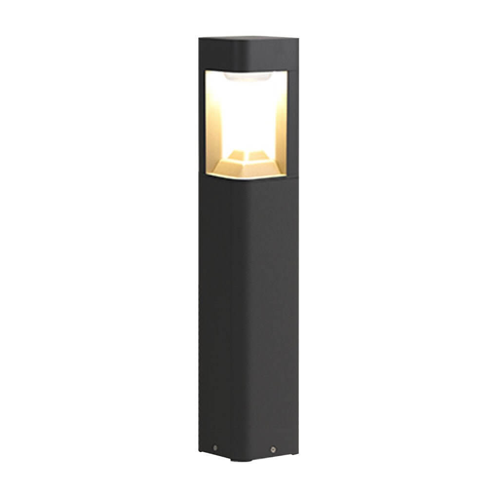 Hollow Bollard Light, Aluminum Lattice LED Path Post Lamp for Driveways and Garden Walks, Solar or Hardwired Three-Sided Glow