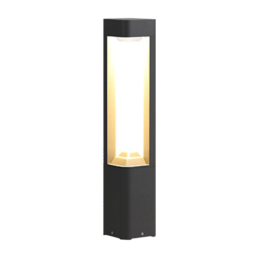Hollow Bollard Light, Aluminum Lattice LED Path Post Lamp for Driveways and Garden Walks, Solar or Hardwired Three-Sided Glow