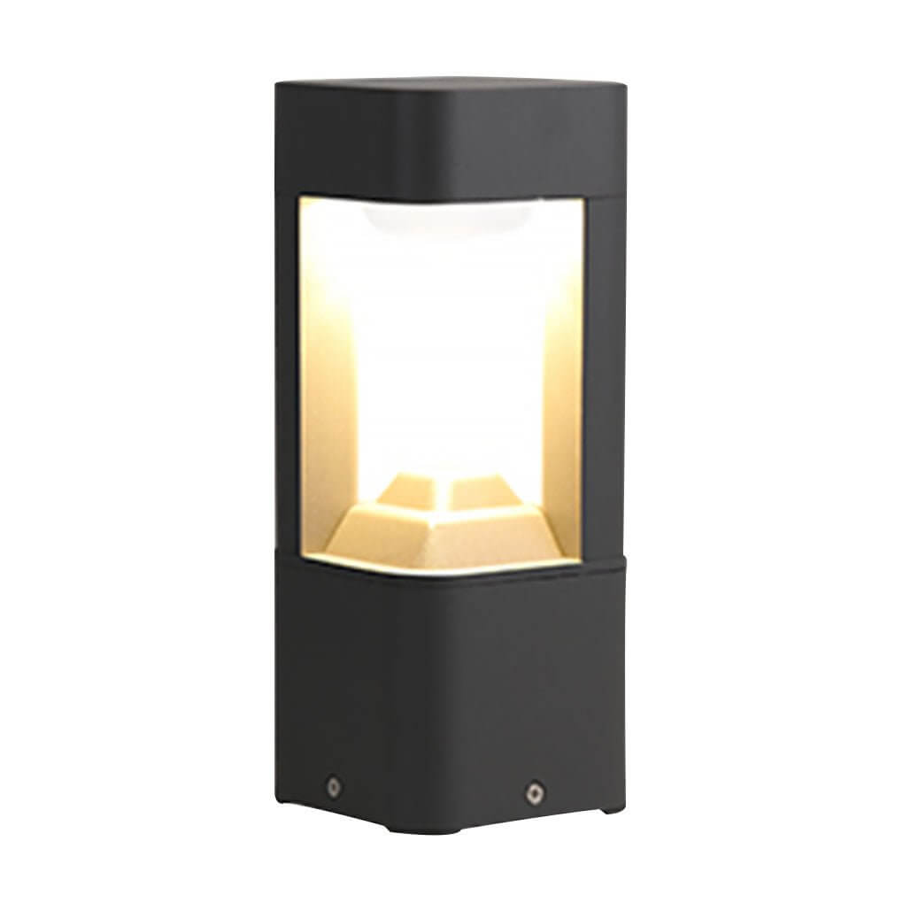 Hollow Bollard Light, Aluminum Lattice LED Path Post Lamp for Driveways and Garden Walks, Solar or Hardwired Three-Sided Glow