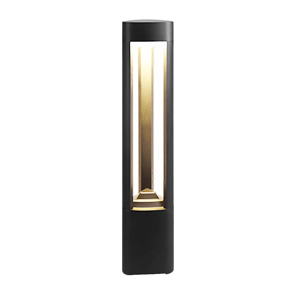 Hollow Bollard Light, Aluminum Lattice LED Path Post Lamp for Driveways and Garden Walks, Solar or Hardwired Three-Sided Glow