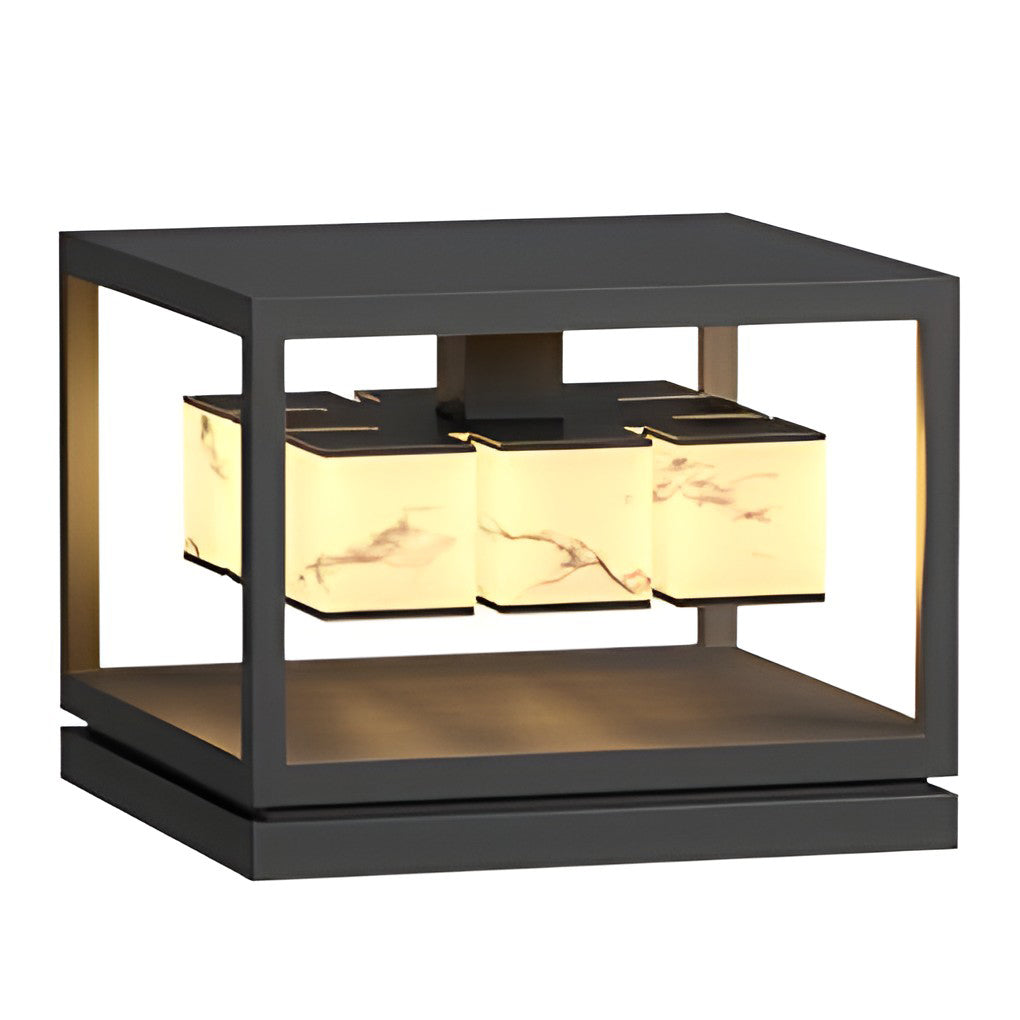 Brick Pillar Light, Square Stainless Steel Waterproof LED Post Cap Lamp for Gate and Fence Columns, Solar or Hardwired in Two Widths