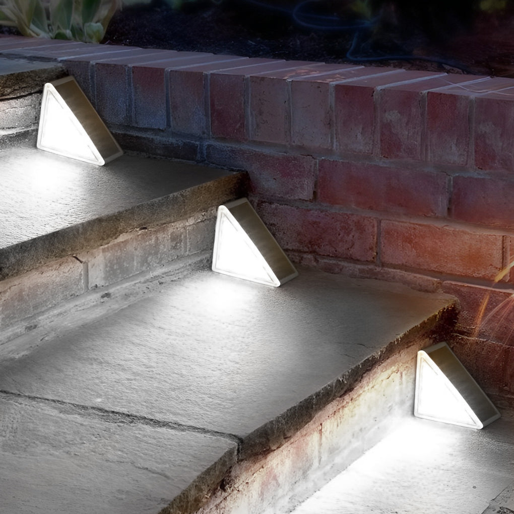 Solar Step Lights, Waterproof Triangle LED Stair and Deck Lights for Outdoor Safety, Wireless Dual-Beam Design in Sets of 2 to 50