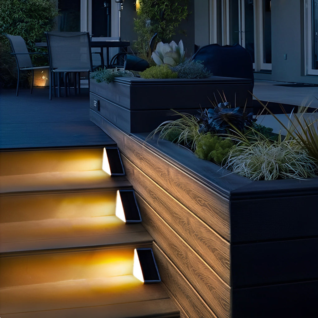 Solar Step Lights, Waterproof Triangle LED Stair and Deck Lights for Outdoor Safety, Wireless Dual-Beam Design in Sets of 2 to 50