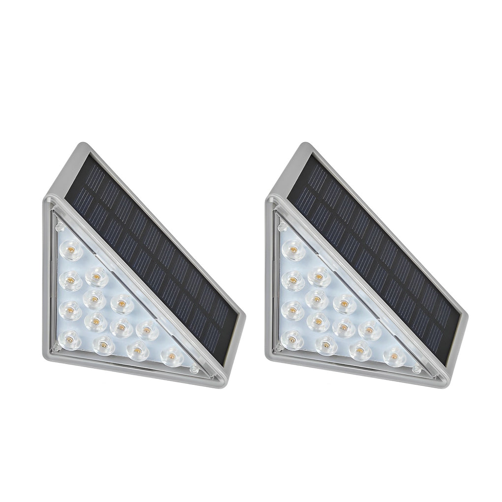 Solar Step Lights, Waterproof Triangle LED Stair and Deck Lights for Outdoor Safety, Wireless Dual-Beam Design in Sets of 2 to 50