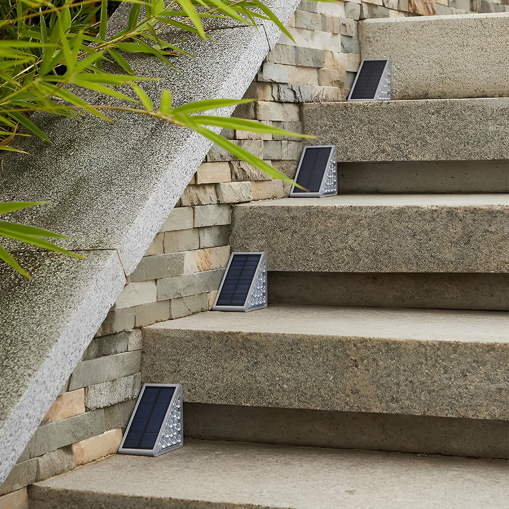 Solar Step Lights, Waterproof Triangle LED Stair and Deck Lights for Outdoor Safety, Wireless Dual-Beam Design in Sets of 2 to 50