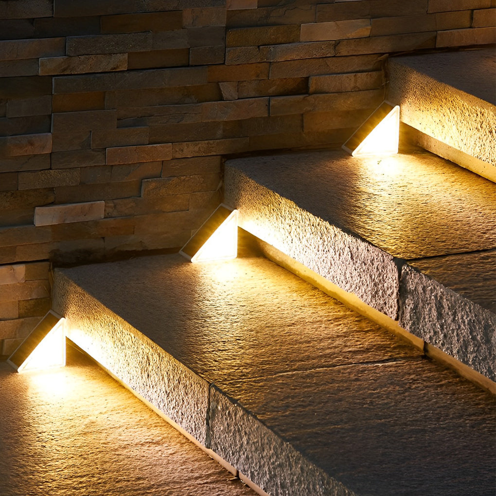 Solar Step Lights, Waterproof Triangle LED Stair and Deck Lights for Outdoor Safety, Wireless Dual-Beam Design in Sets of 2 to 50