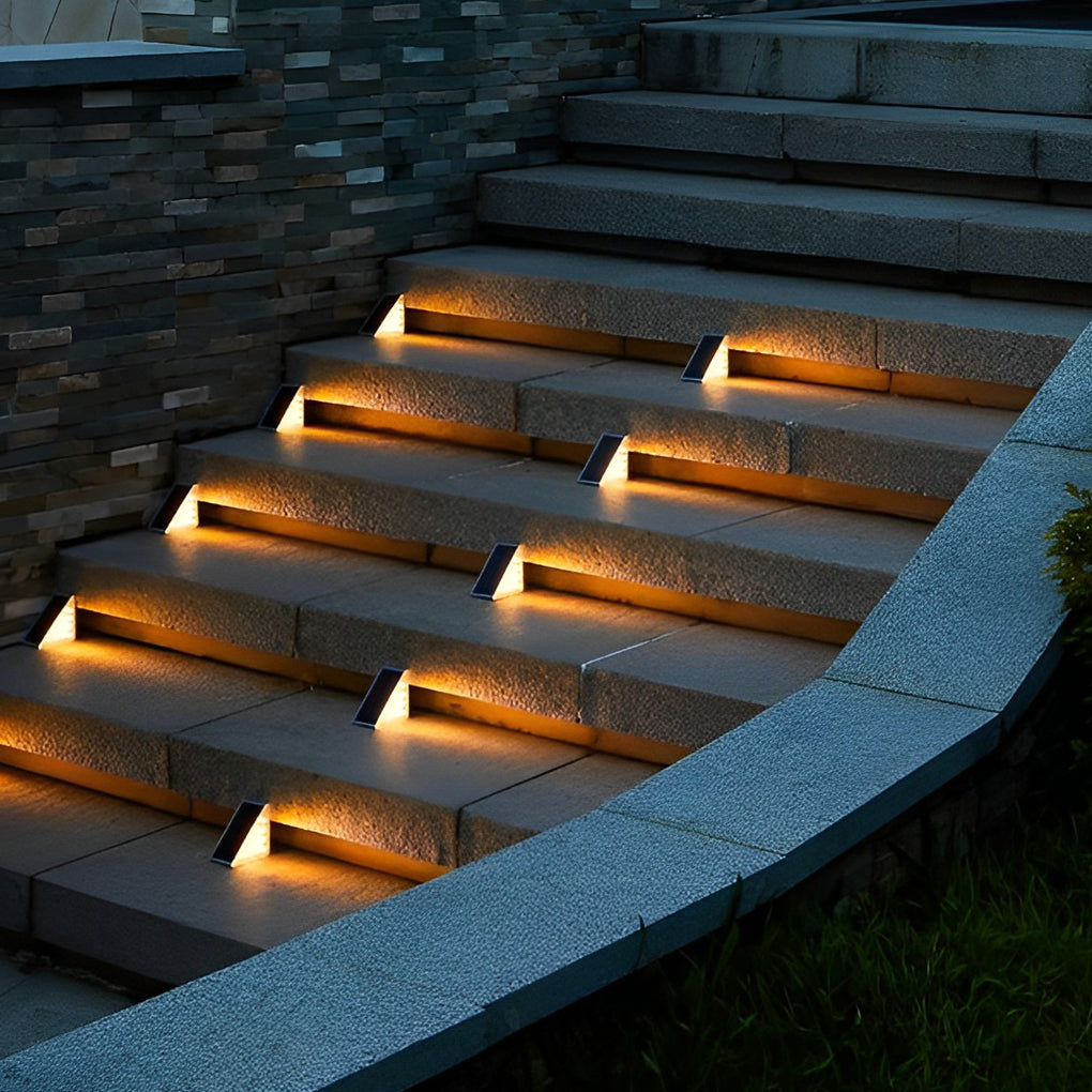Solar Step Lights, Waterproof Triangle LED Stair and Deck Lights for Outdoor Safety, Wireless Dual-Beam Design in Sets of 2 to 50