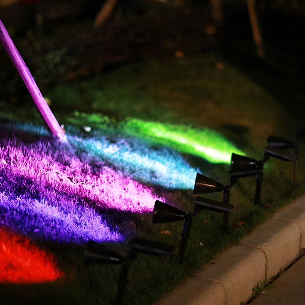 Solar Landscape Spotlights, Waterproof Modern LED Garden Uplights for Trees and Facades, Warm White or RGB Color Options