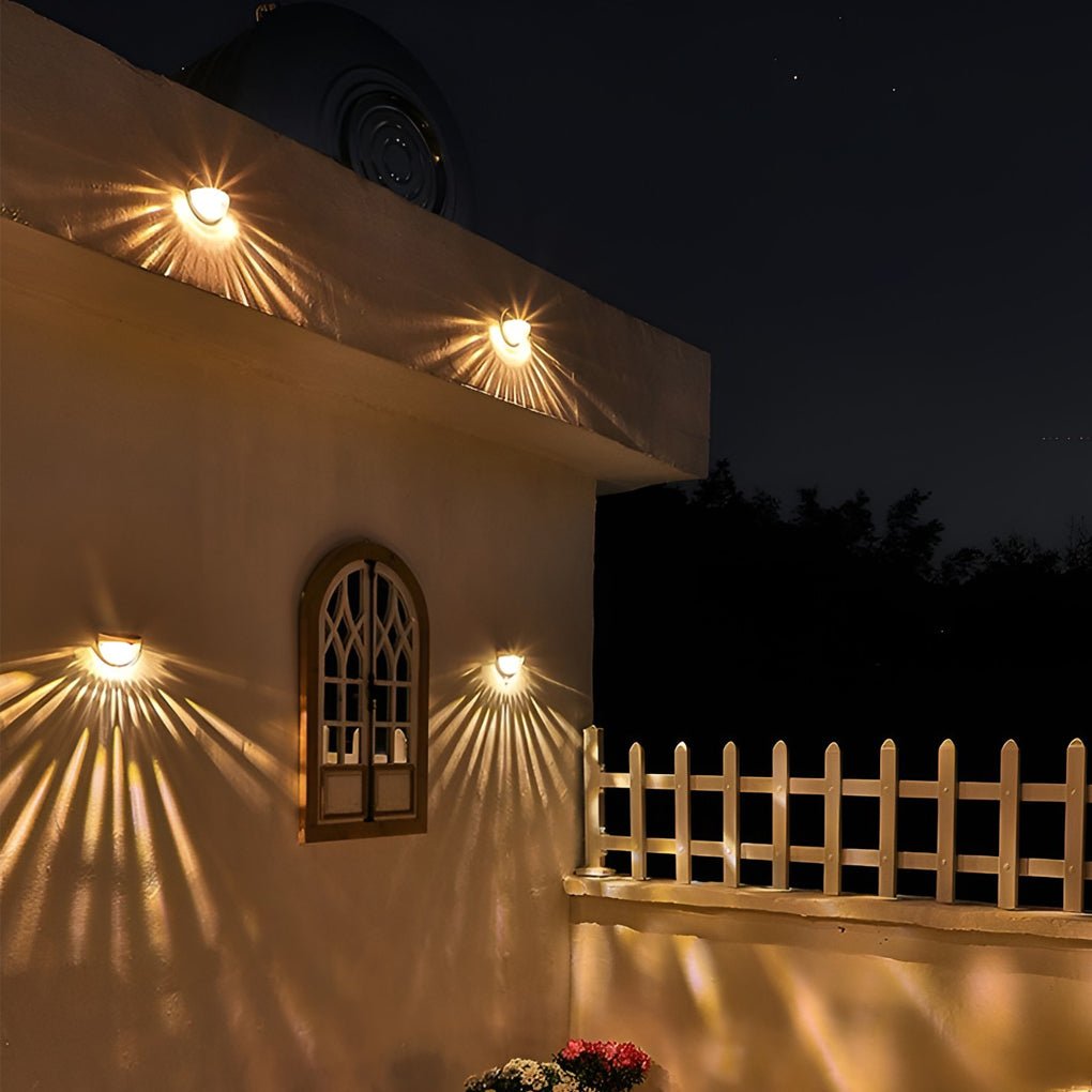 Solar Fence Lights, Waterproof LED Outdoor Garden Wall Lamps with Automatic Dusk Sensor, 3000K Warm White in Black or White