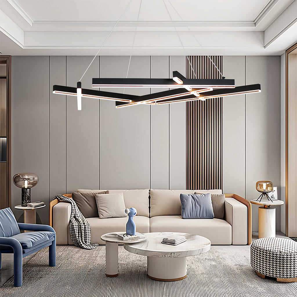 Branch Chandelier, Matte Black Aluminum LED Ceiling Light for Dining Room, Dimmable