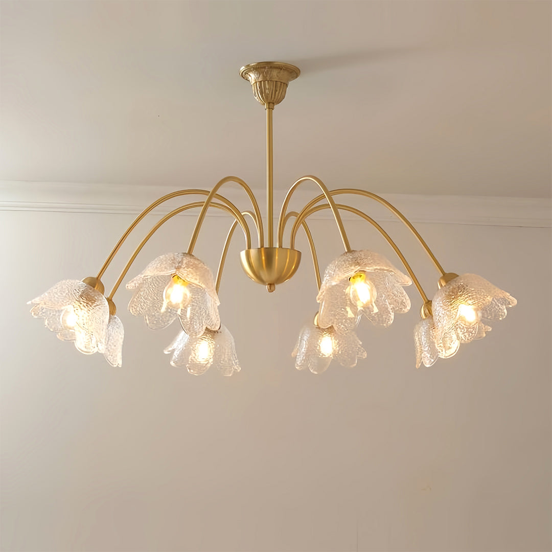 Sophisticated flower glass chandelier in a styled interior
