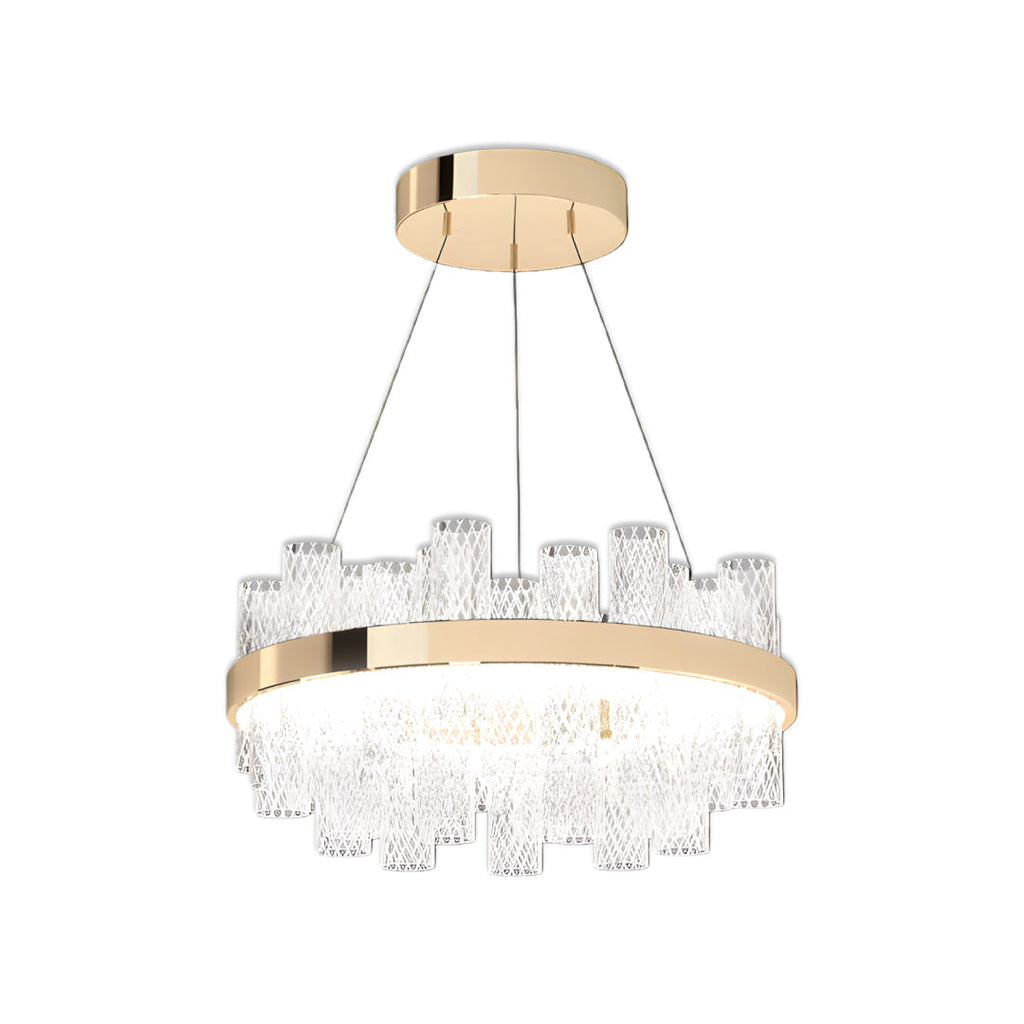 Multi-tiered circular brass chandelier, product view
