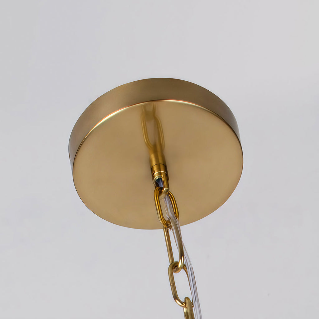 Close view of the spiral chandelier ceiling mount