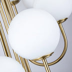 Modern spiral chandelier with rows of clear glass globes