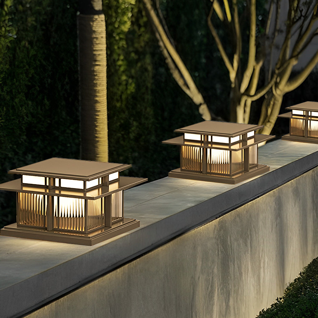 Porch Pillar Light, Stainless Steel and Copper LED Post Cap Lamp for Gate Columns and Fence Posts, Solar or Hardwired IP65 Rated