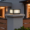 Vintage Grille Pillar Light, Square Waterproof LED Post Cap Lamp for Gate and Garden Columns, Solar or Hardwired