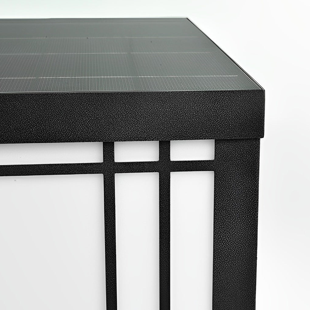 Vintage Grille Pillar Light, Square Waterproof LED Post Cap Lamp for Gate and Garden Columns, Solar or Hardwired