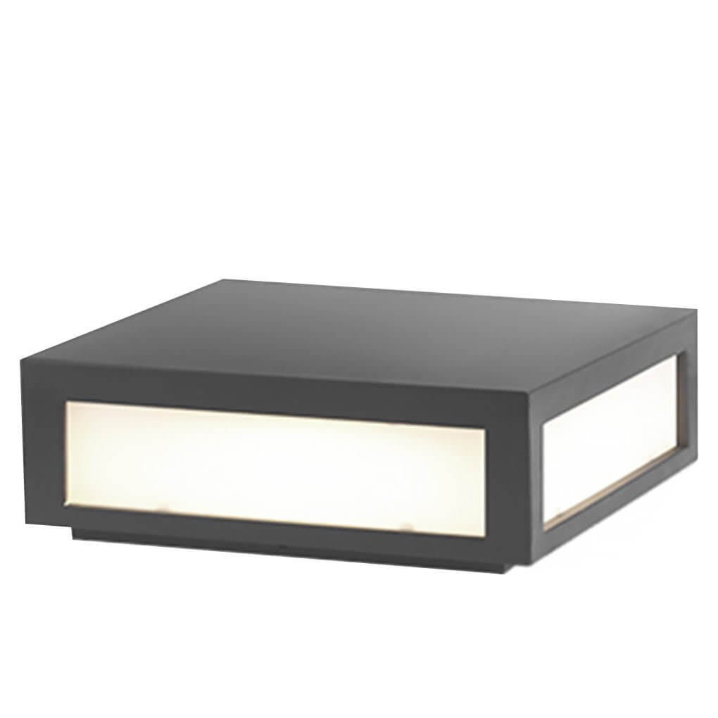 Square Pillar Light, Black Stainless Steel LED Cube Fixture for Gate Columns and Fence Posts, Solar or Hardwired in Six Sizes