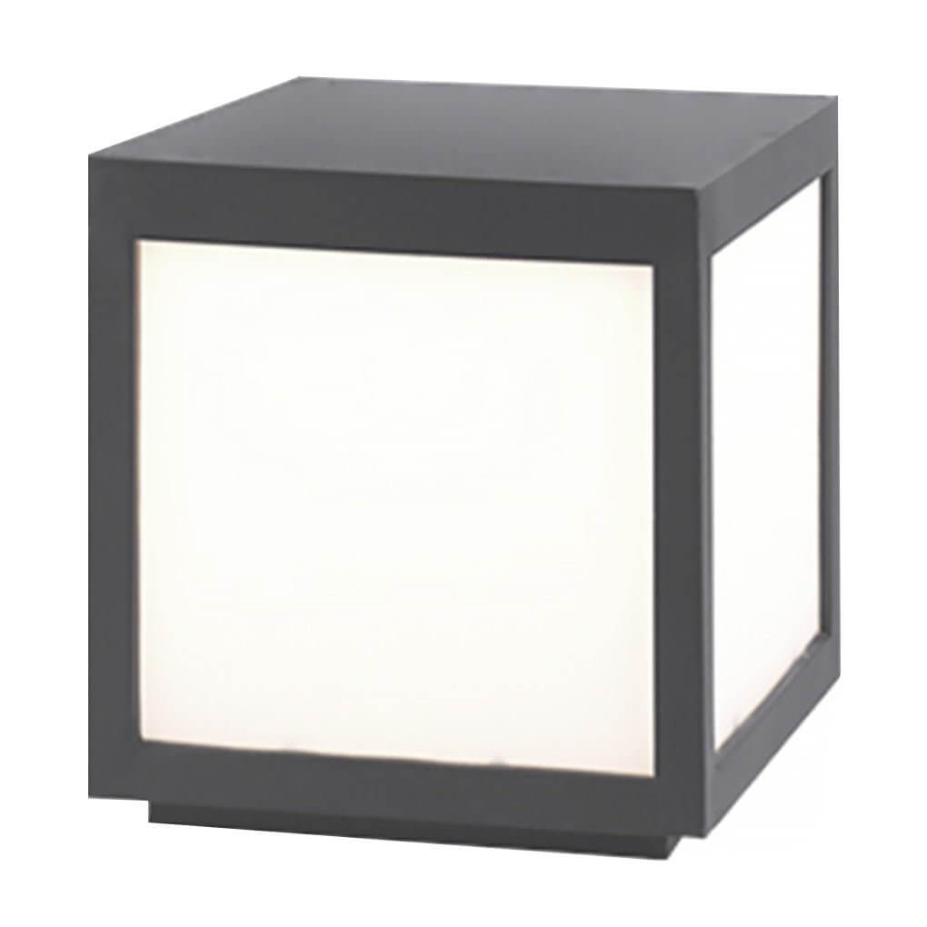 Square Pillar Light, Black Stainless Steel LED Cube Fixture for Gate Columns and Fence Posts, Solar or Hardwired in Six Sizes