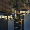 Modern Gate Pillar Light, Square Marble-Look LED Post Cap Lamp for Fence and Driveway Columns, Solar or Hardwired