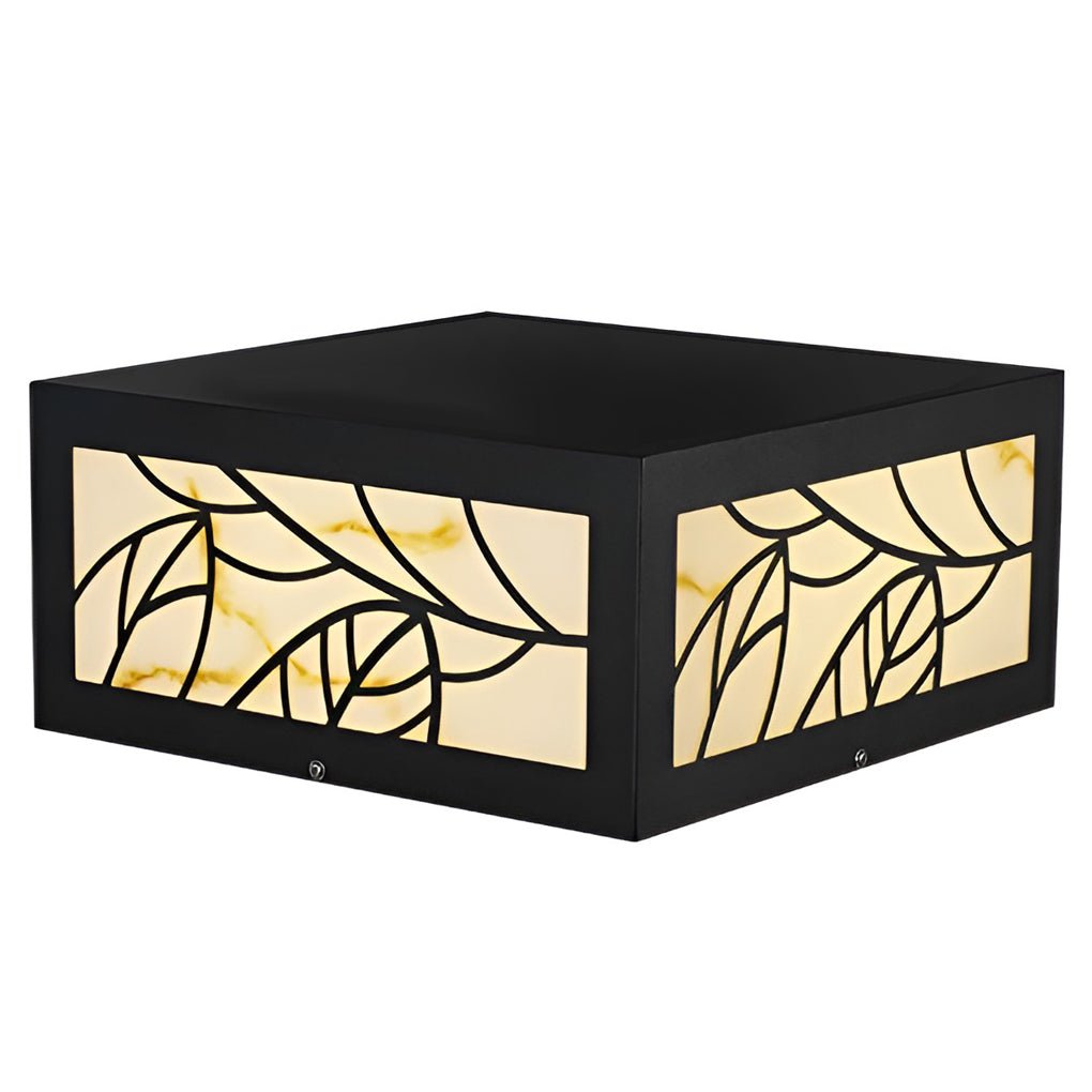 Modern Gate Pillar Light, Square Marble-Look LED Post Cap Lamp for Fence and Driveway Columns, Solar or Hardwired
