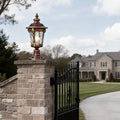 Stone Pillar Post Cap Light, Retro Die-Cast Aluminum Lantern for Masonry Columns and Gates, Solar and Hardwired Dual Power