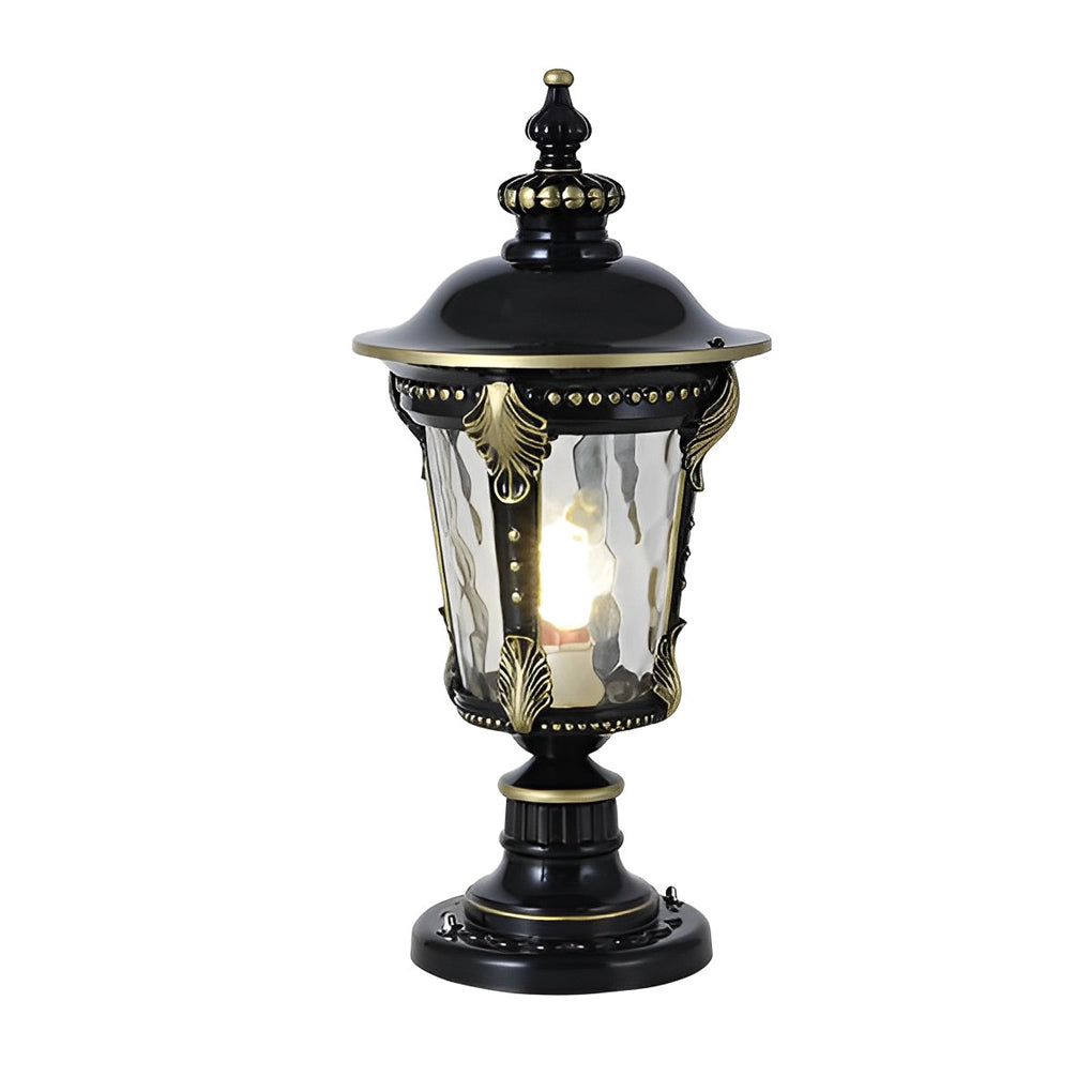 Stone Pillar Post Cap Light, Retro Die-Cast Aluminum Lantern for Masonry Columns and Gates, Solar and Hardwired Dual Power