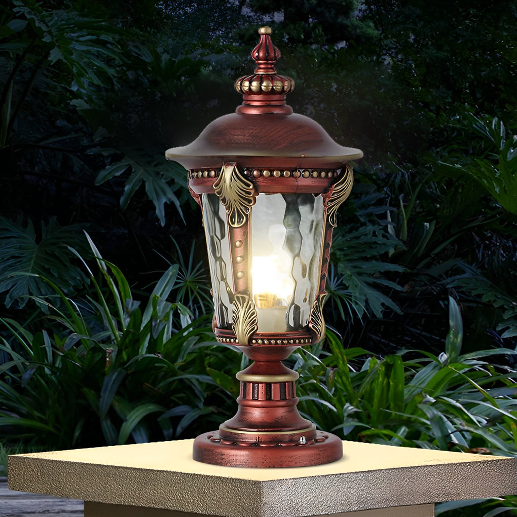 Stone Pillar Post Cap Light, Retro Die-Cast Aluminum Lantern for Masonry Columns and Gates, Solar and Hardwired Dual Power
