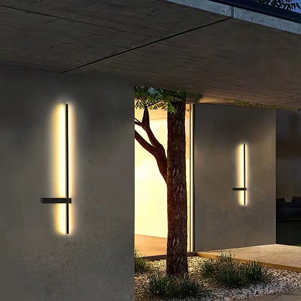 Linear LED Wall Light, Black Aluminum Waterproof Strip Sconce for Outdoor and Entry Walls, 3000K Warm White with Wide 180 Degree Beam